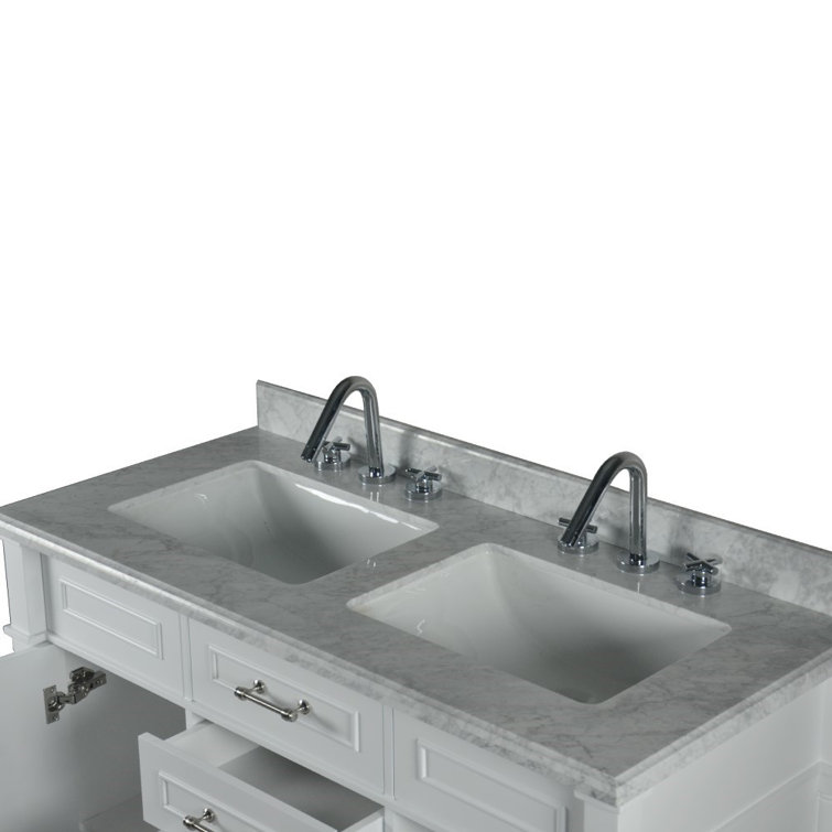 Aimee-Lynn 48'' White Double Vanity Set with Carrara Marble Top