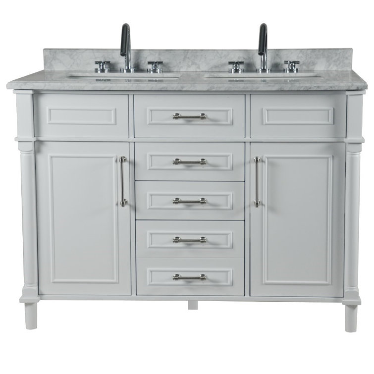 Aimee-Lynn 48'' White Double Vanity Set with Carrara Marble Top