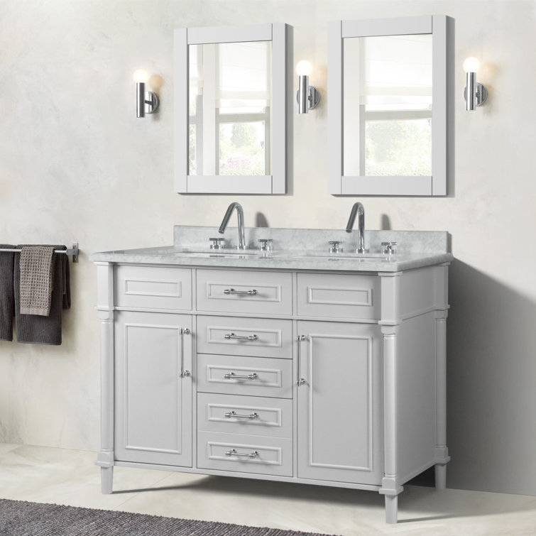Aimee-Lynn 48'' White Double Vanity Set with Carrara Marble Top