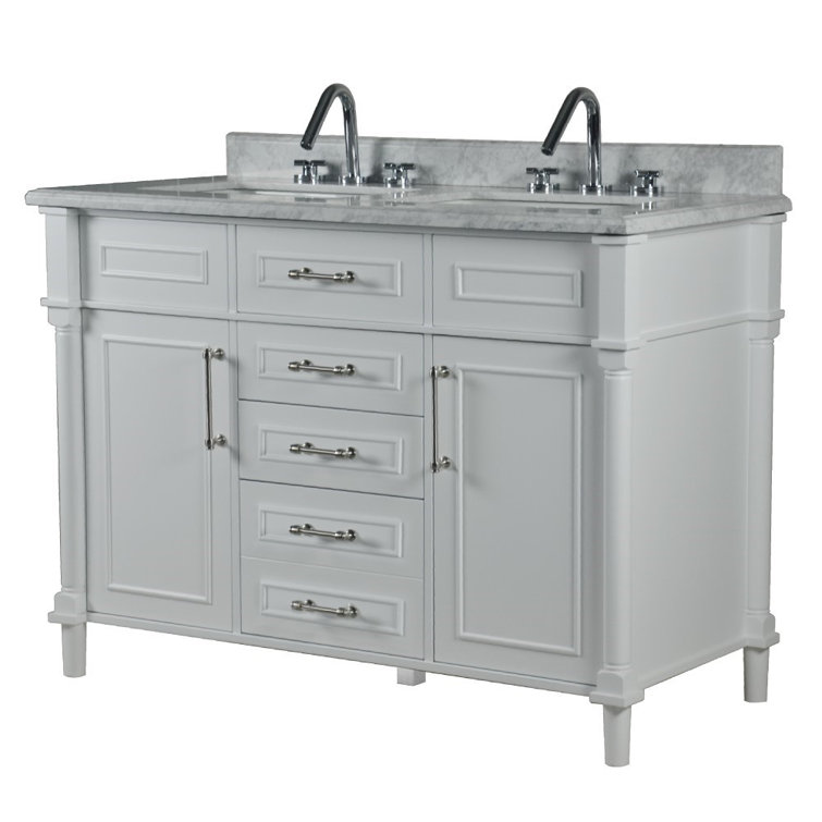 Aimee-Lynn 48'' White Double Vanity Set with Carrara Marble Top