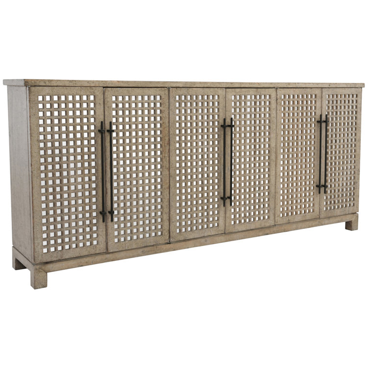 96'' Mirrored Lattice Wood Sideboard