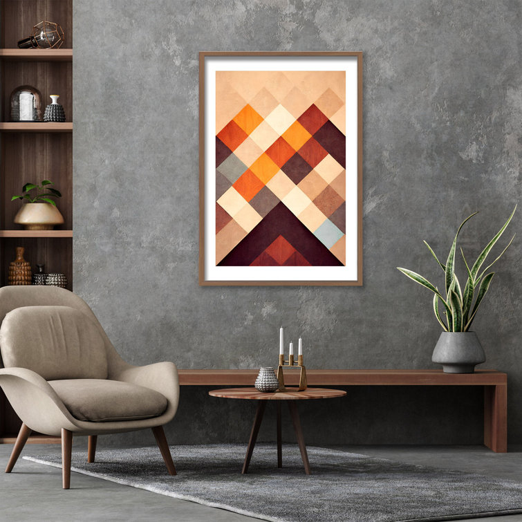 Abstract Geometric Orange and Brown Framed Print, 24" x 16"
