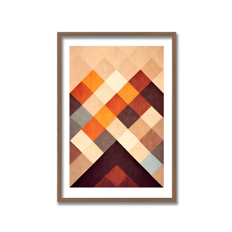 Abstract Geometric Orange and Brown Framed Print, 24" x 16"