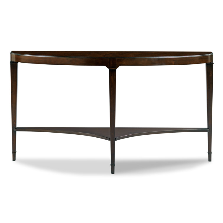Elegant Ebonized Mahogany Demilune Console Table with Shelf