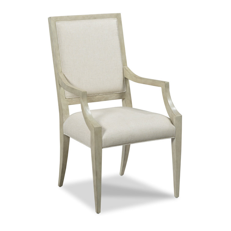 Luna Oak Linen Upholstered Armchair with Square Arms