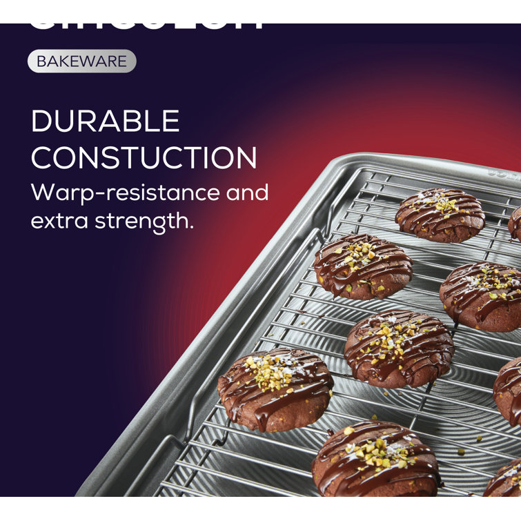 Silver Aluminum Non-Stick Baking Sheet Pan with Rack