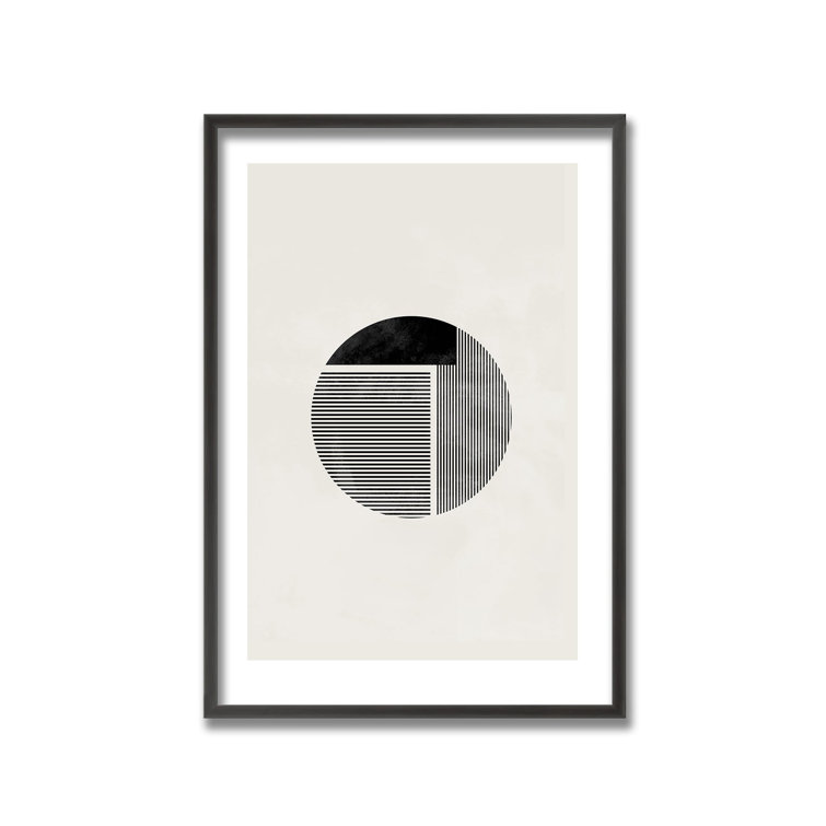 Minimalist Black and Beige Geometric Framed Print, 24" x 16"