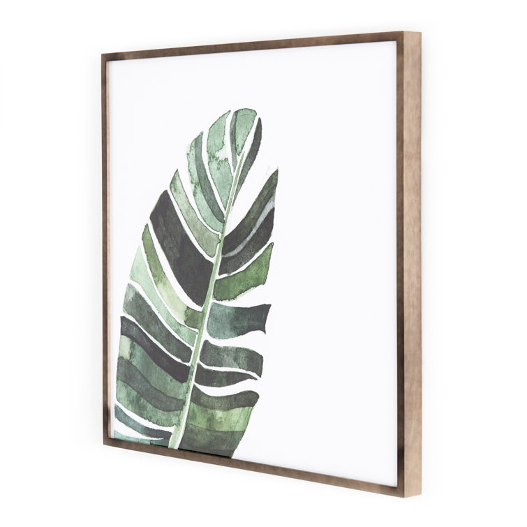 Large Green Banana Leaf Canvas Print with Maple Frame