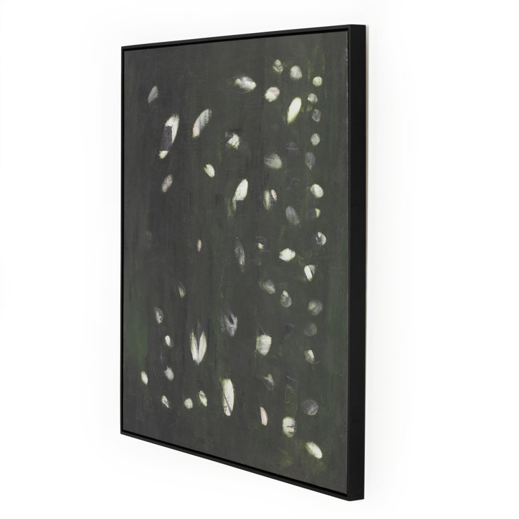 Large Black and Green Abstract Canvas Painting
