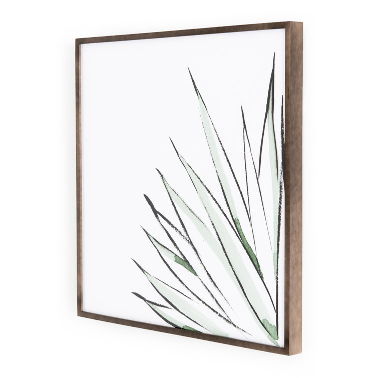 Minimalist Green Agave Print in Maple Frame, 39.5" x 39.5"