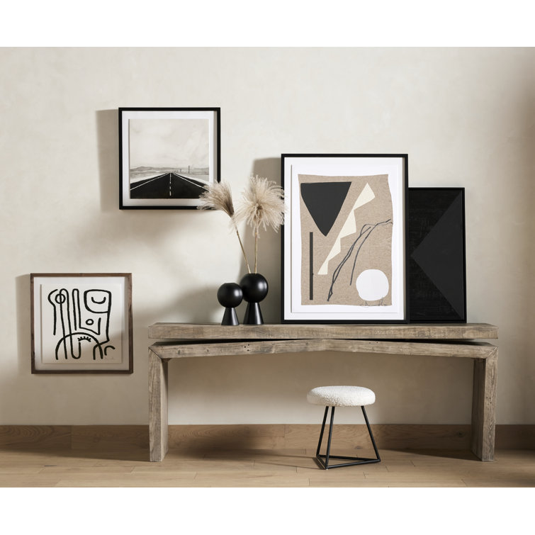 Feel It Black and White Abstract Art with Wooden Frame