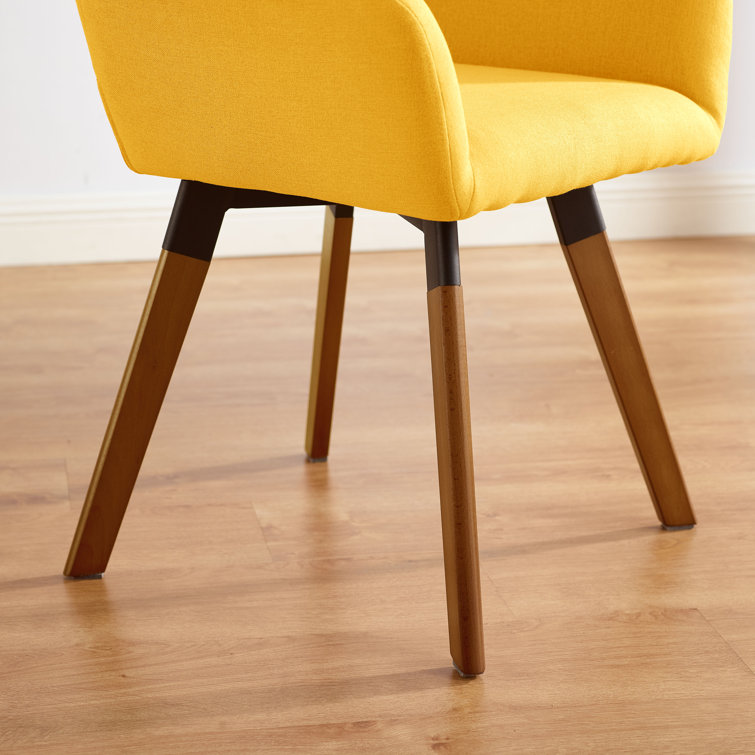 Rayshawn Yellow Velvet Swivel Accent Chair with Metal Base