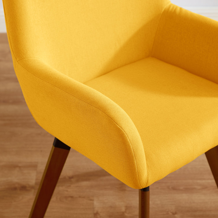 Rayshawn Yellow Velvet Swivel Accent Chair with Metal Base