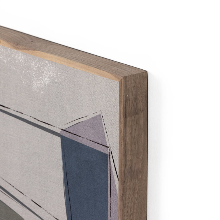 Large Abstract Canvas Painting with Walnut Frame