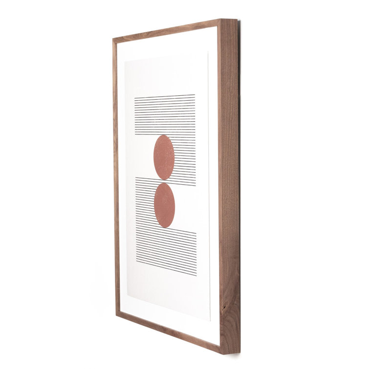 Abstract Walnut Framed Oil Painting with Brown Frame