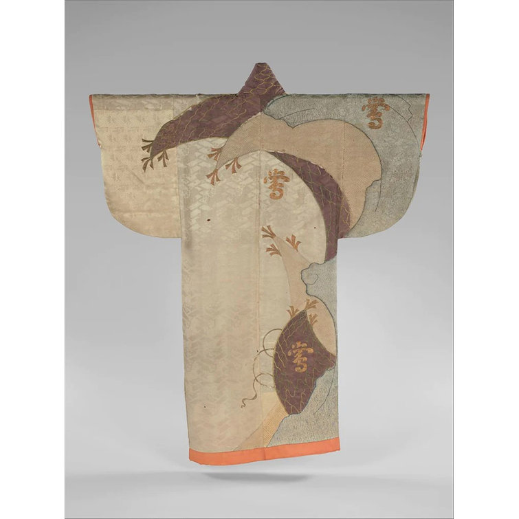 Kosode Beige and Brown Embroidered Cotton Blend Throw Pillow