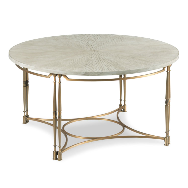 Modern Ash Wood & Metal 36" Cocktail Table with Quadrant Stretchers