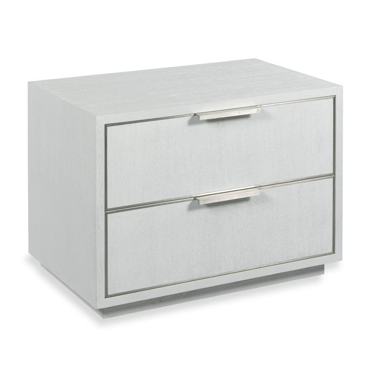 Slate Finish Irvine 2-Drawer Nightstand with Brass Handles
