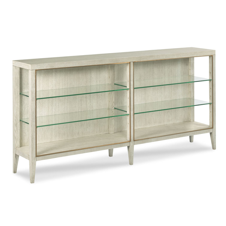 Luna Ash and Brass Adjustable 4-Shelf Bookcase with Glass Shelves