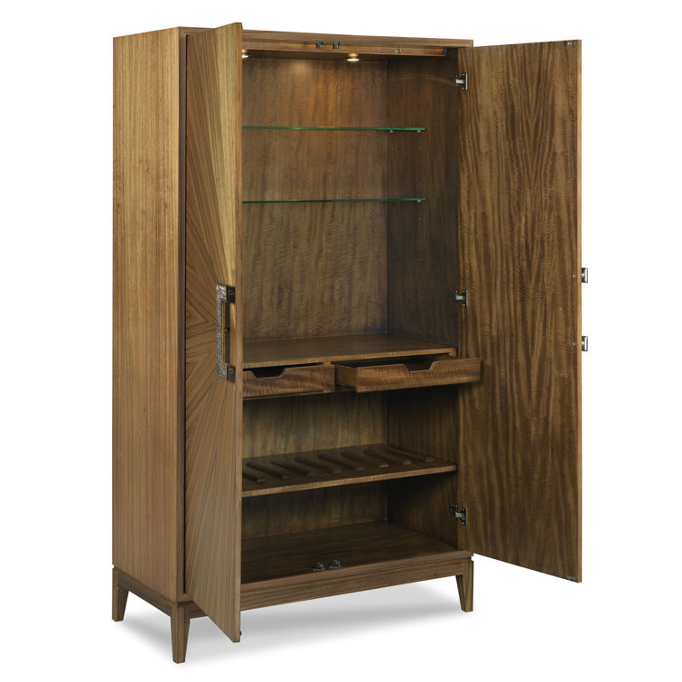 Solomon Paldao Hardwood Bar Cabinet with Adjustable Wine Shelf