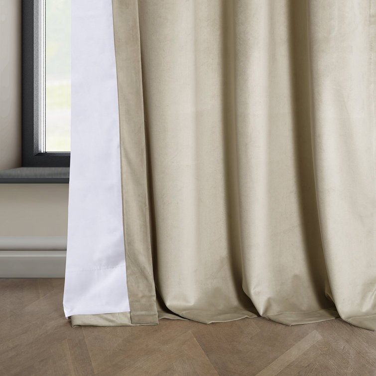 Angora Beige Velvet Blackout Curtain Panel for Windows and Doors