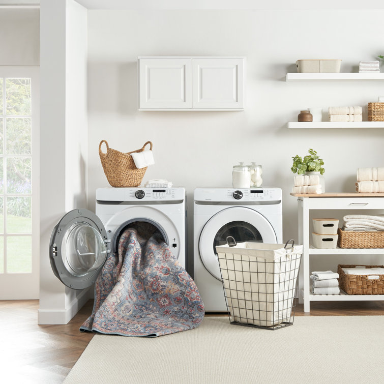 Machine Washable Blue and Multicolor Floral Runner Rug