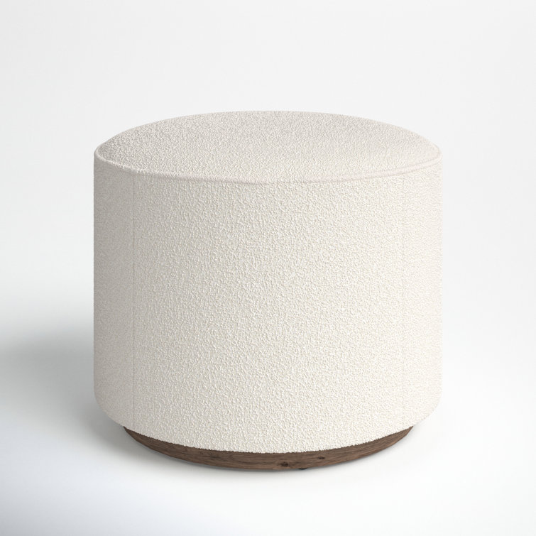 Aldora Natural Boucle Round Plinth Base Upholstered Stool