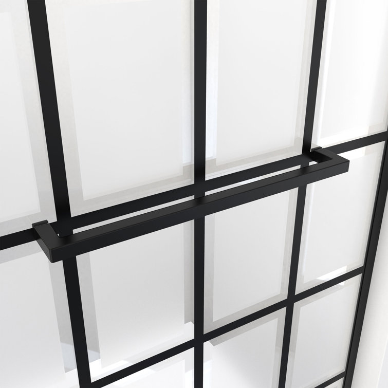 Matte Black 34" x 72" Frosted Glass Frameless Shower Screen