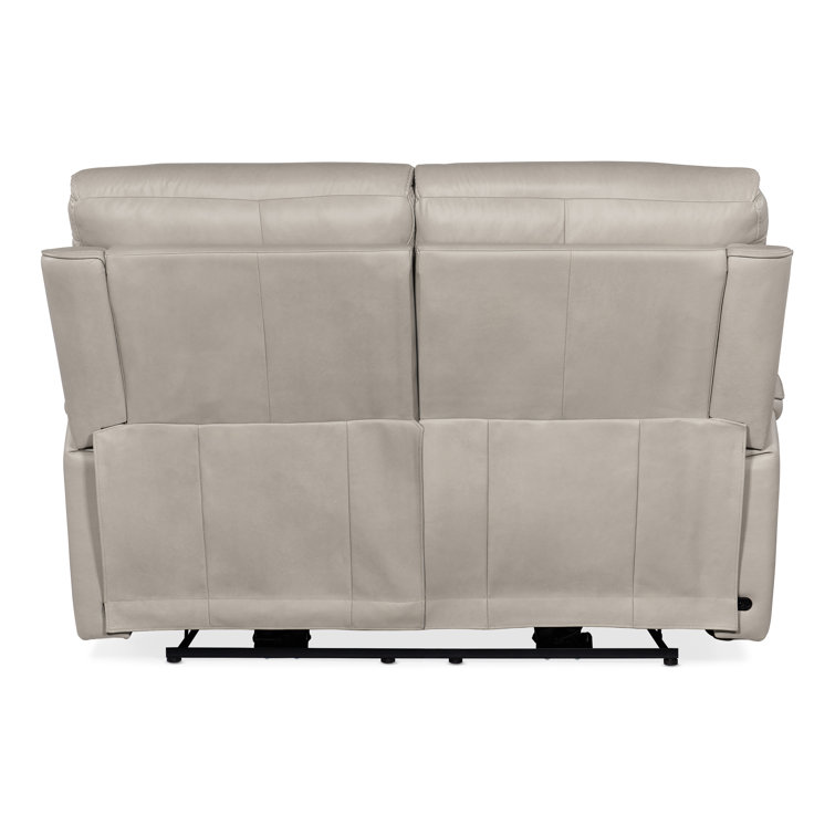 Sahara Dorian Gray Leather Power Reclining Loveseat with Cup Holder