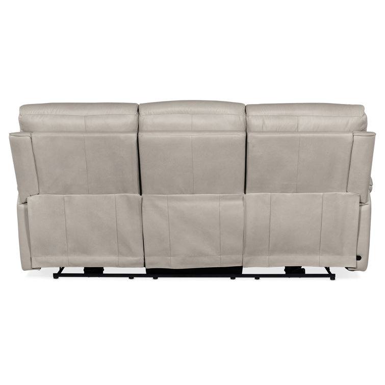 Sahara Gray Leather Reclining Sofa with Cup Holder