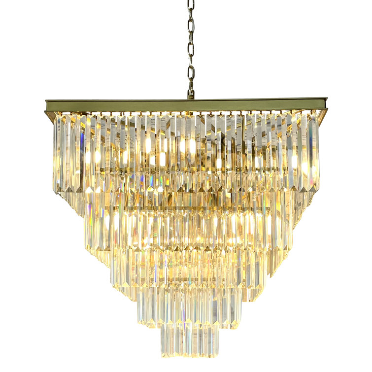 D'Angelo 16-Light Square Crystal Prism Chandelier in Black