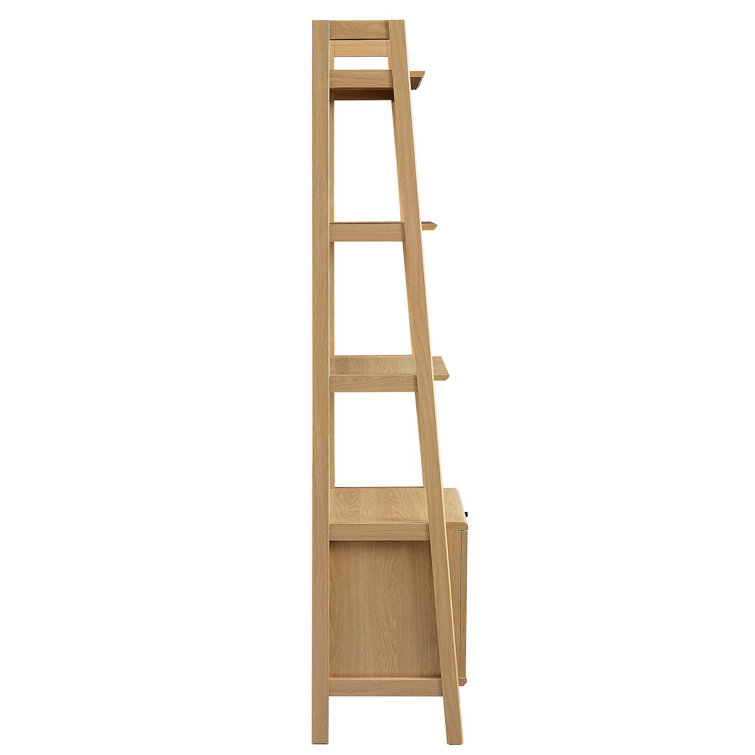 Bixby Oak 21" Slim Tiered Bookshelf with Concealed Storage