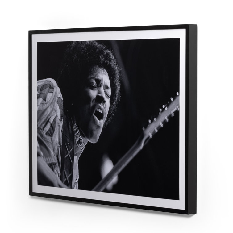 Black and White Framed Celebrity Guitarist Print on Paper