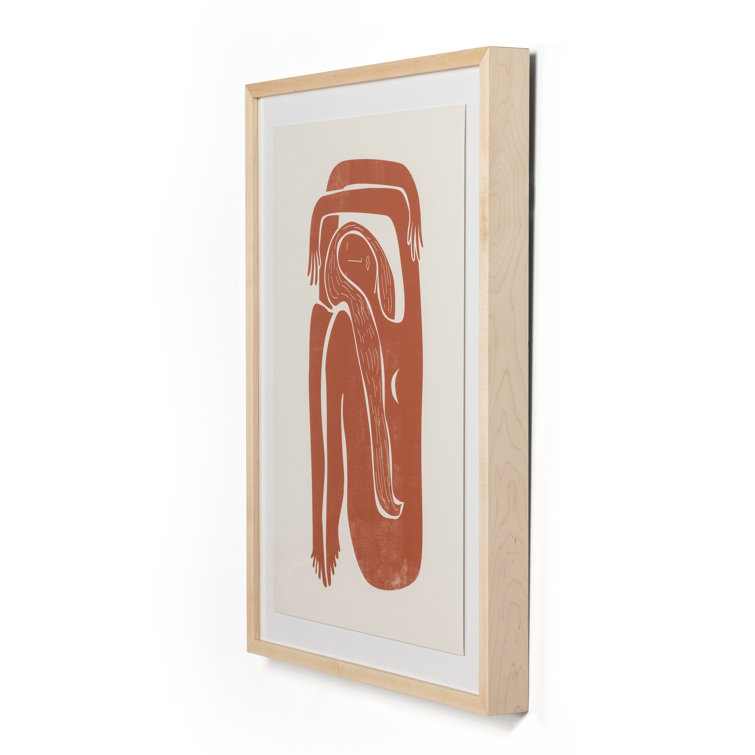 Terracotta Abstract Framed Canvas Print in Black Maple Finish