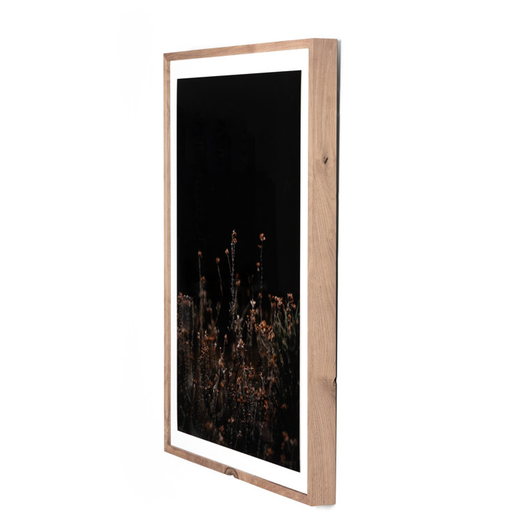 Escape I Black Floral Poster with Walnut Frame
