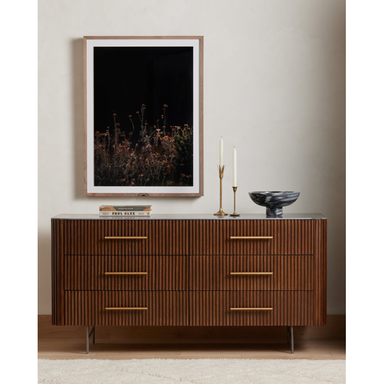 Escape I Black Floral Poster with Walnut Frame