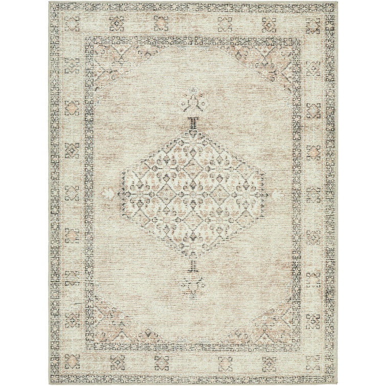 Lila Blush and Beige Stain-Resistant Synthetic Runner Rug 2'7" x 7'3"