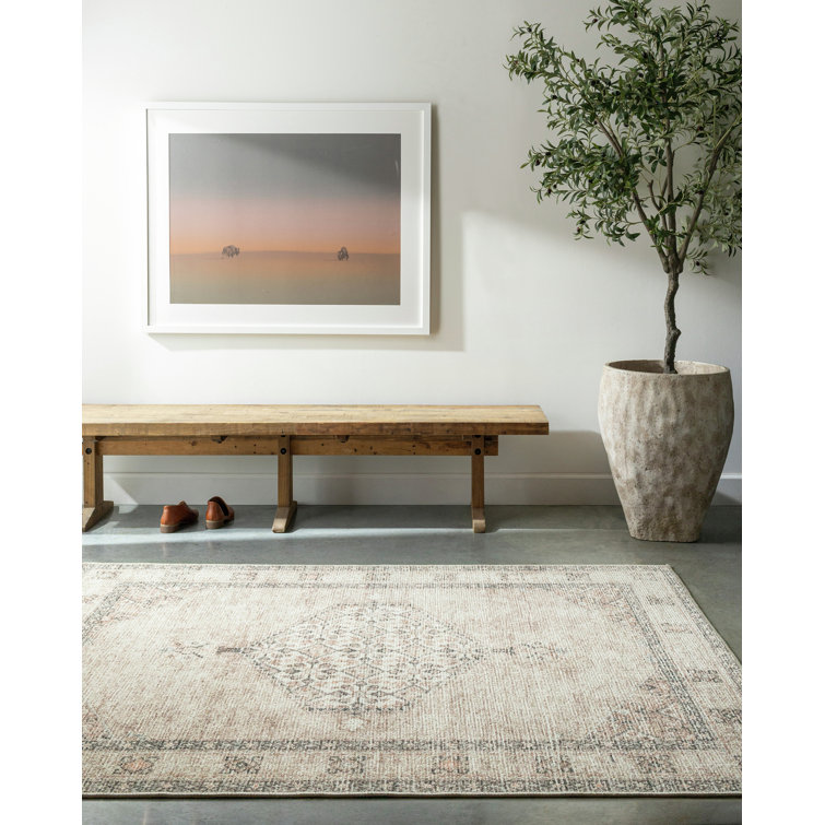 Lila Blush and Beige Stain-Resistant Synthetic Runner Rug 2'7" x 7'3"