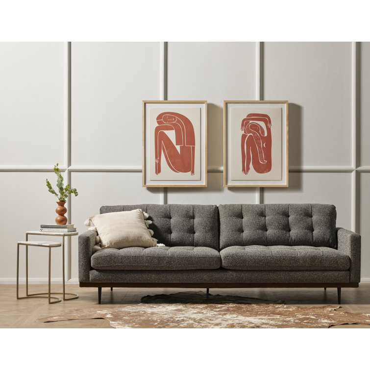 Terracotta Abstract Framed Canvas Print in Black Maple Finish
