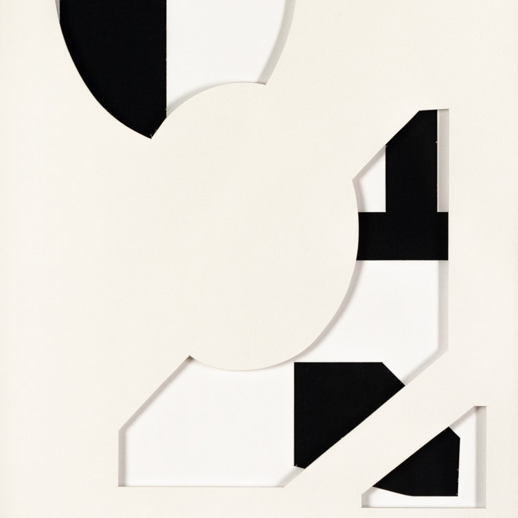 Maple Framed Black and White Dimensional Abstract Art