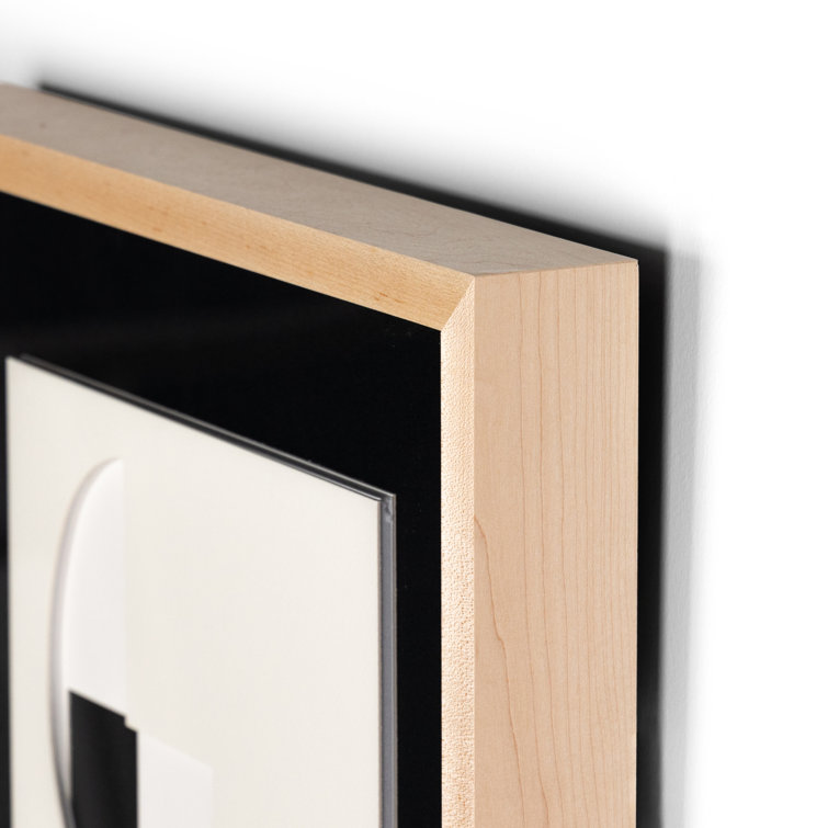 Maple Framed Black and White Dimensional Abstract Art