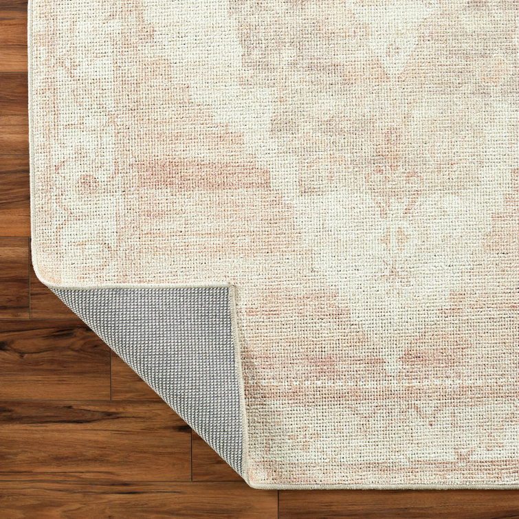 Ivory and Blush Hand-Knotted Wool Area Rug
