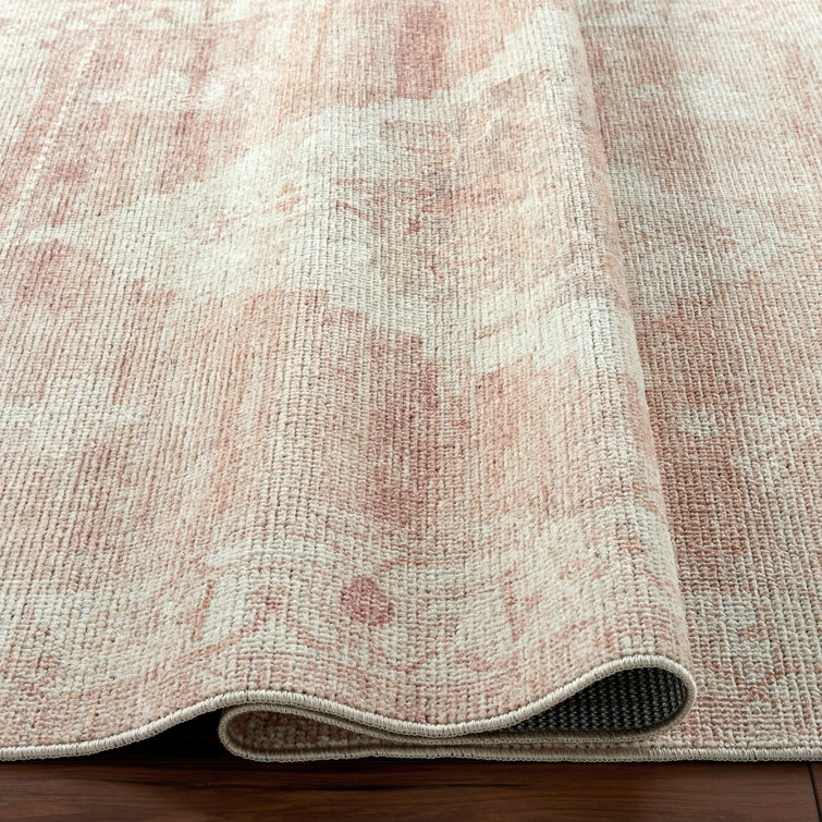 Ivory and Blush Hand-Knotted Wool Area Rug