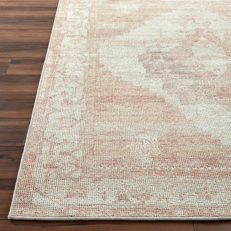 Ivory and Blush Hand-Knotted Wool Area Rug