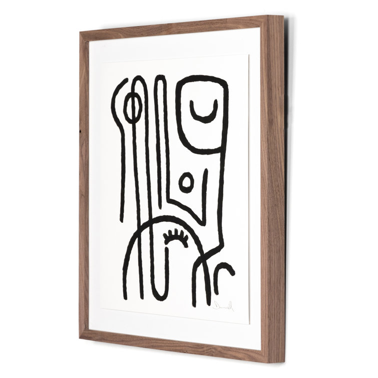 Feel It Black and White Abstract Art with Wooden Frame