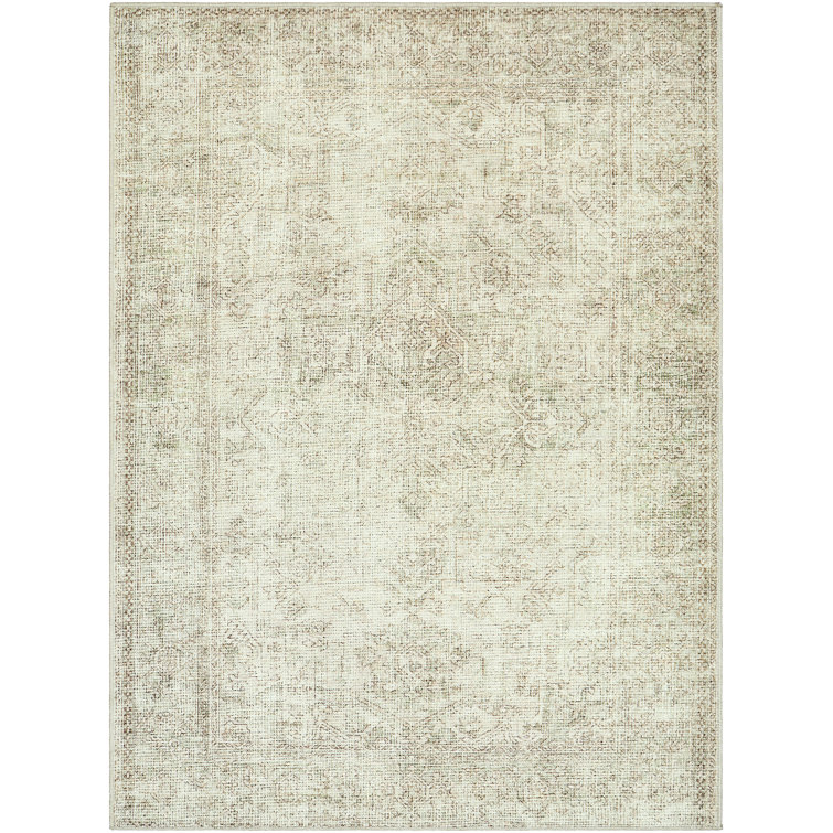 Margot Vintage-Inspired Synthetic Rectangular Rug, 5'3" x 7', Gray