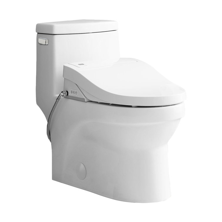 Elongated Glossy White Dual Flush Smart Toilet