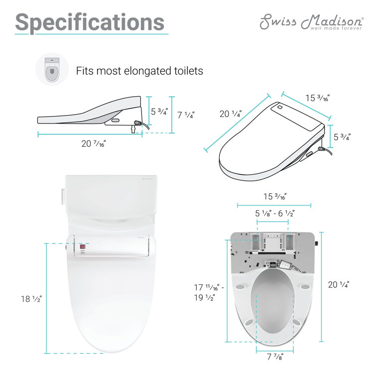 Elongated Glossy White Dual Flush Smart Toilet