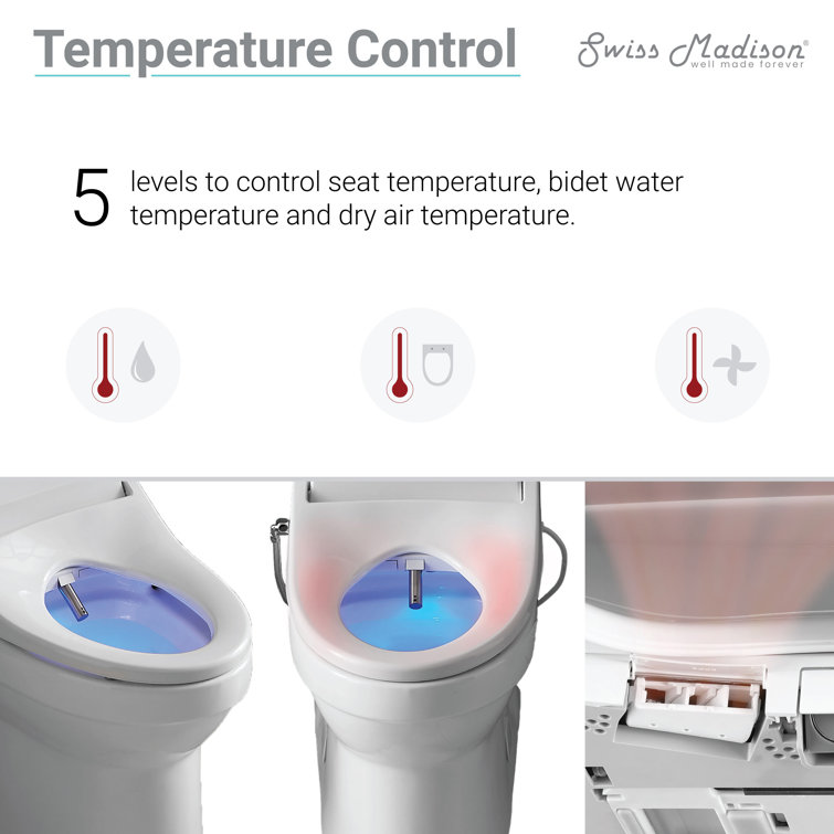 Elongated Glossy White Dual Flush Smart Toilet