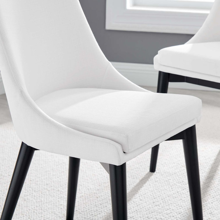 Elevate White High-Back Upholstered Side Chair with Black Wood Legs